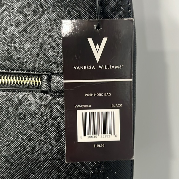 Vanessa Williams Posh Hobo Bag, Black Faux Saffiano Leather NWT - Picture 6 of 9